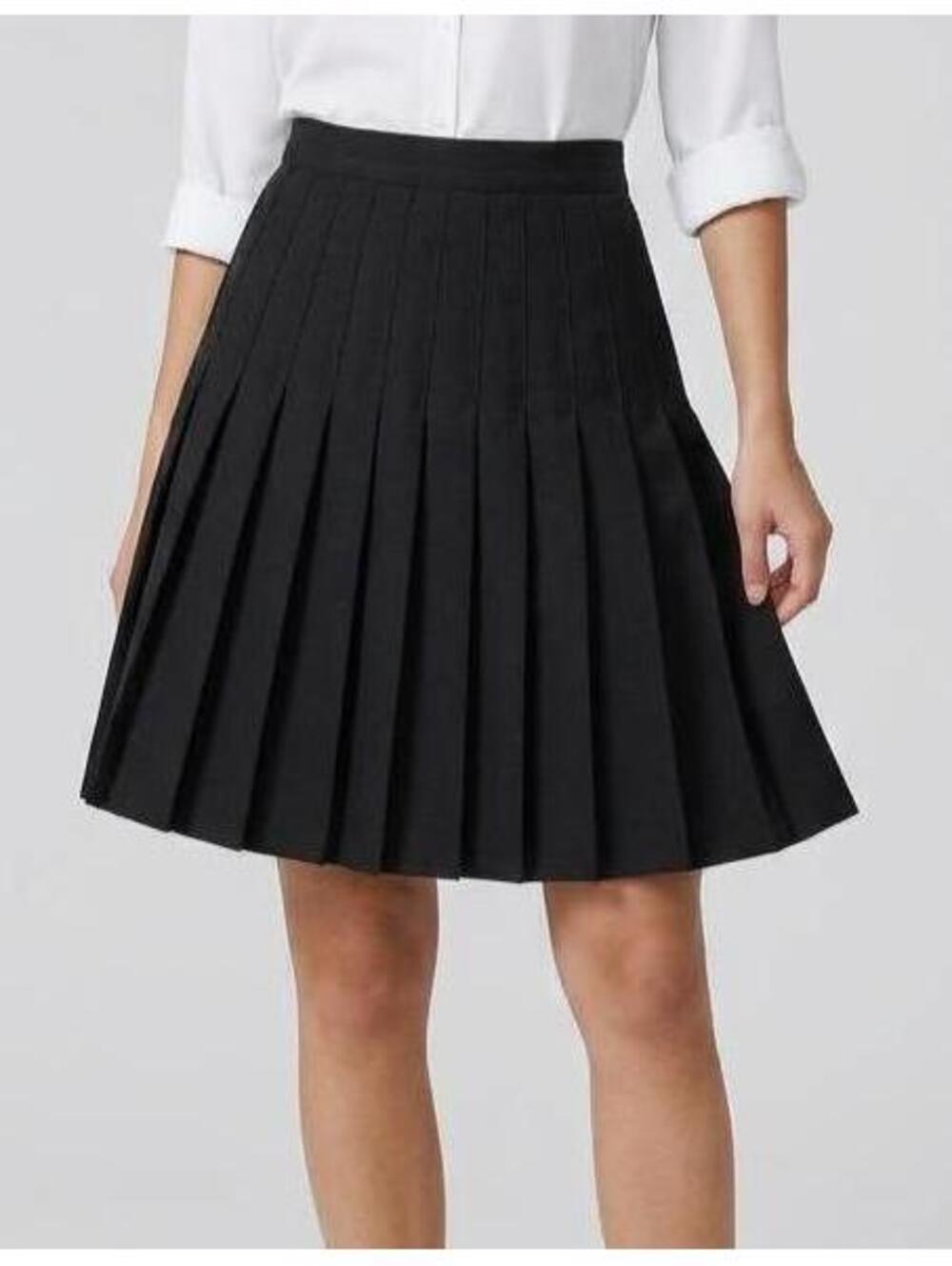 Black Pleated High Waisted A Line Tennis Skirt School Uniform Midi Sz 8